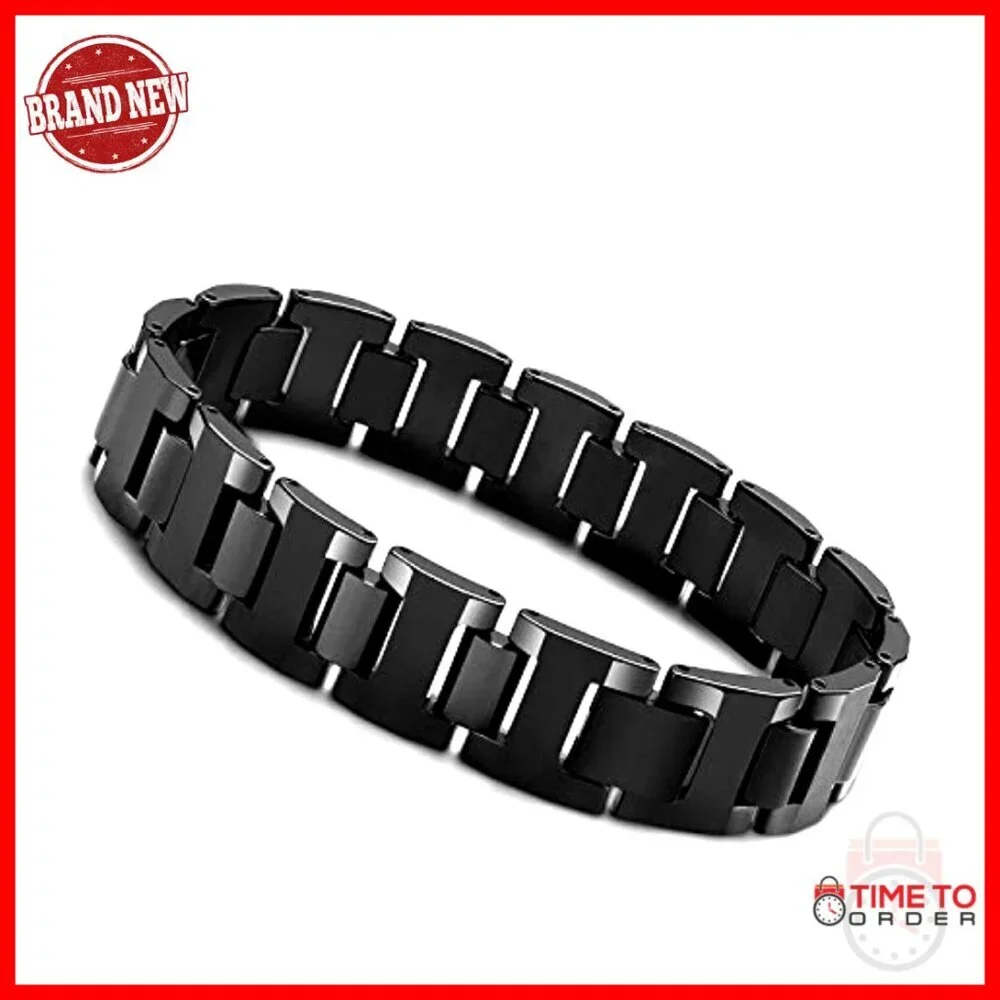 Men's Tungsten Link Bracelet 8.3 Inches Snap Clasp Durable
